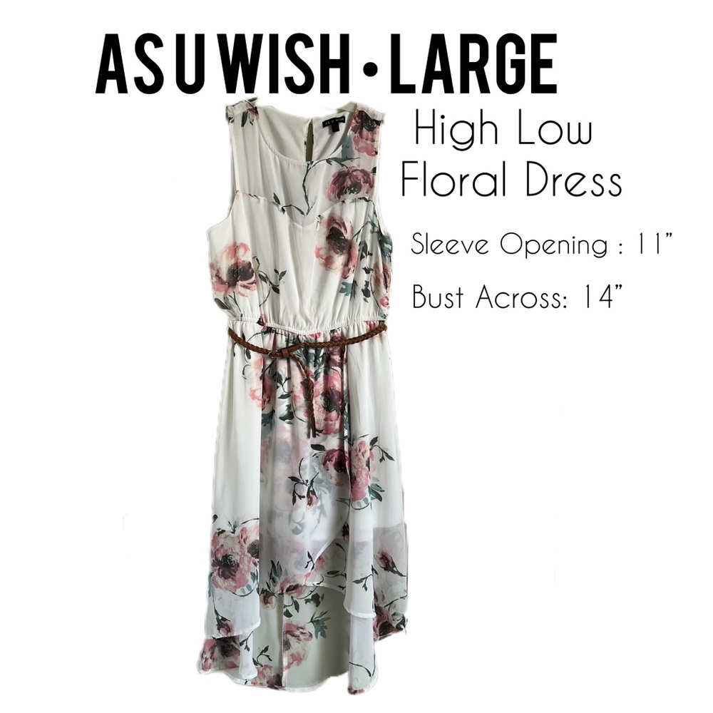 Sleeveless High Low Floral Dress Size Large